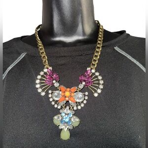J. Crew Multicolor Bling Statement Necklace